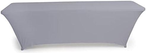 Displays2go 8 Foot Spandex Table Cloth Gray