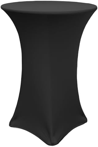 Your Chair Covers - Black Stretch Spandex Table Cover for Round Tables