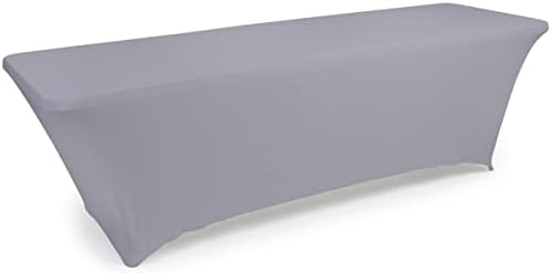 Displays2go 8 Foot Spandex Table Cloth Gray