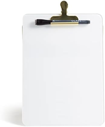 U Brands Dry-Erase Glass Easel with Gold Stand and Clip