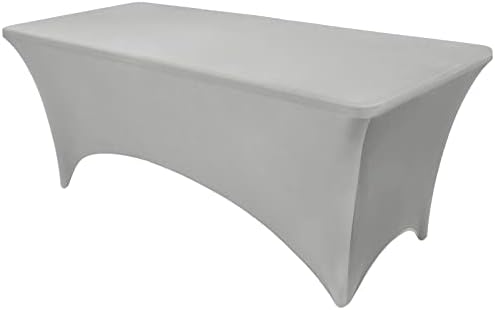OutdoorLines Stretchy Light Gray Fitted Tablecloth for 4 Foot Table