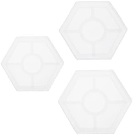 Uxcell 3 Pcs Hexagon Coaster Silicone Resin Moulds