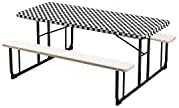 Creative Converting 37427 Black Checkered Plastic Table Cover 30x96