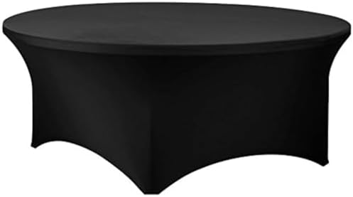 Black 60 Inch Round Stretch Spandex Tablecover