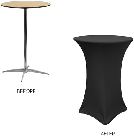 Your Chair Covers - Black Stretch Spandex Table Cover for Round Tables