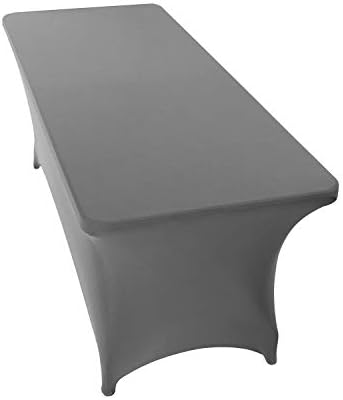 Peomeise 8FT Gray Stretch Spandex Table Cover