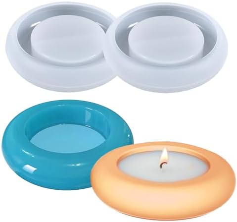 Wehous 2PCS Round Candle Holder Silicone Molds
