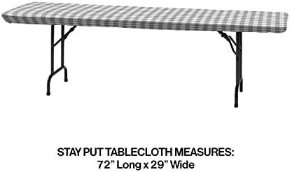 Gray and White Buffalo Check Plastic Tablecloth 29x72