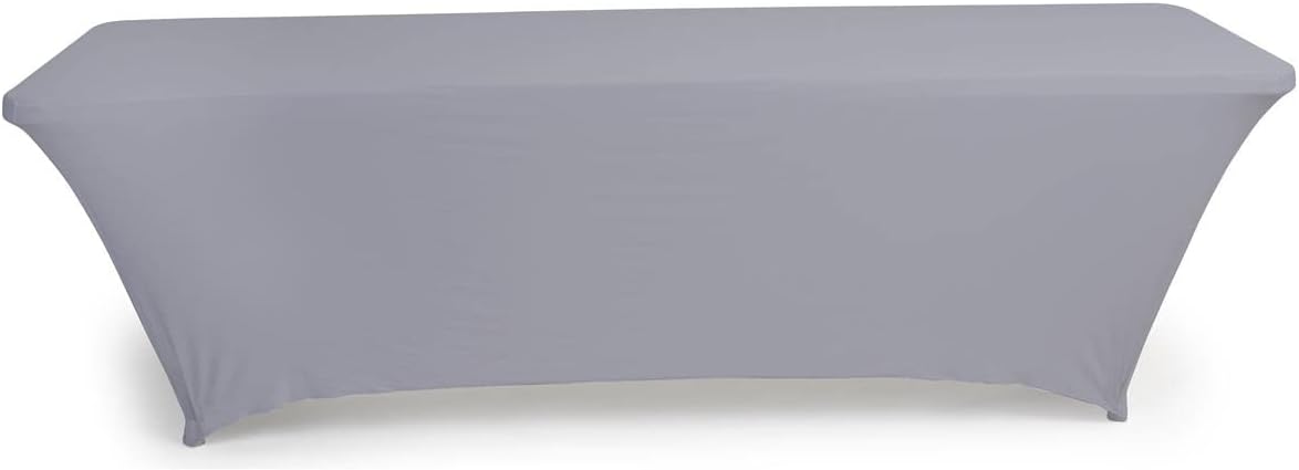 Displays2go 8 Foot Spandex Table Cloth Gray
