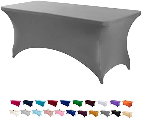 Peomeise 8FT Gray Stretch Spandex Table Cover