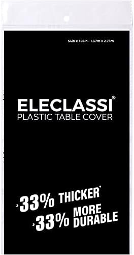 Eleclassi Black 12 Pack Premium Plastic Table Cloth for 8-Foot Tables