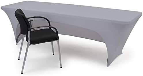Displays2go 8 Foot Spandex Table Cloth Gray