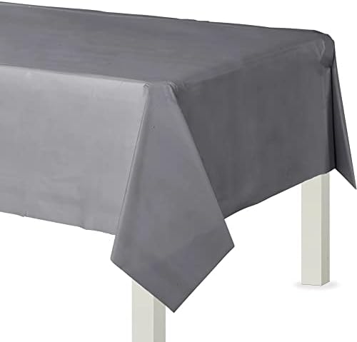 Elegant Silver Flannel Backed Table Cover 54 x 108 - 1 Piece