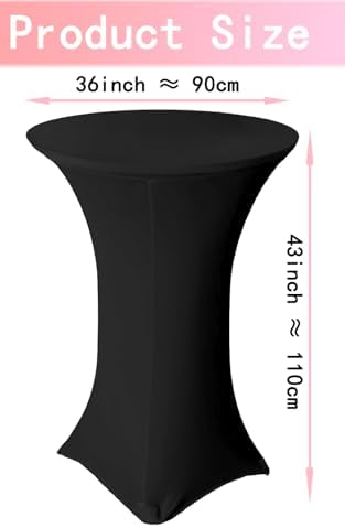 4 Pack 36x43 Inch Black Spandex Cocktail Table Covers