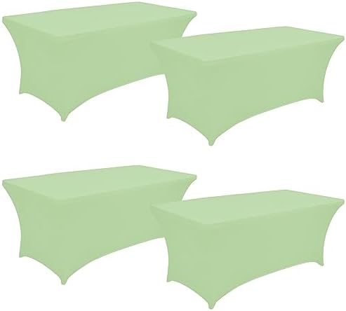 4 Pack 6FT Spandex Table Cover for Folding Tables Sage Green