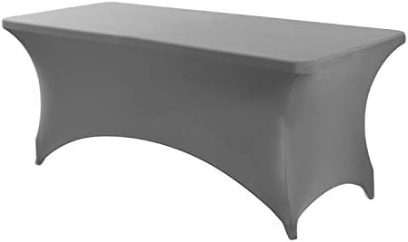 Peomeise 8FT Gray Stretch Spandex Table Cover