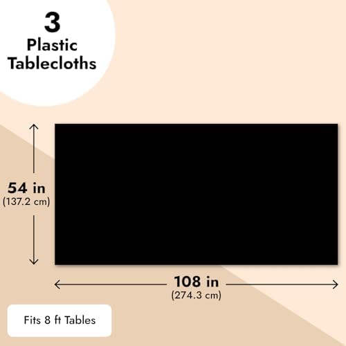 Juvale 3 Pack Black Tablecloth for Rectangle Tables