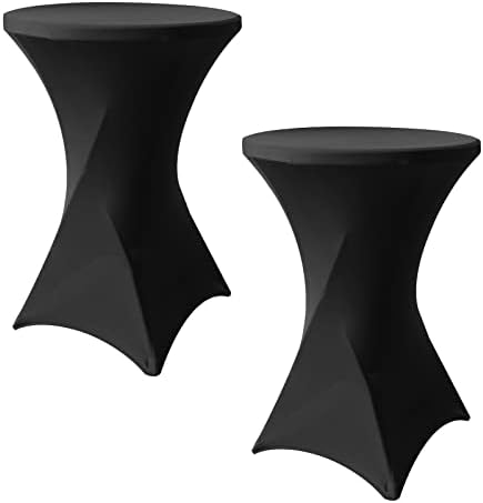 SUNTQ Stretch Black Spandex Cocktail Table Cover 32x43