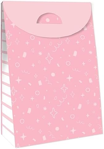 Big Dot of Happiness Pink Confetti Stars Gift Bags Set of 12