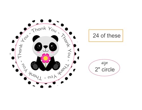 Pink Panda Thank You Stickers 24 pcs Party Decor
