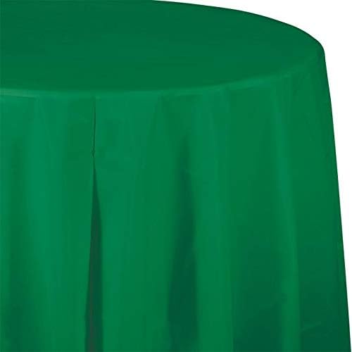 Creative Converting Octy-Round Plastic Table Cover 82-Inch Emerald Green