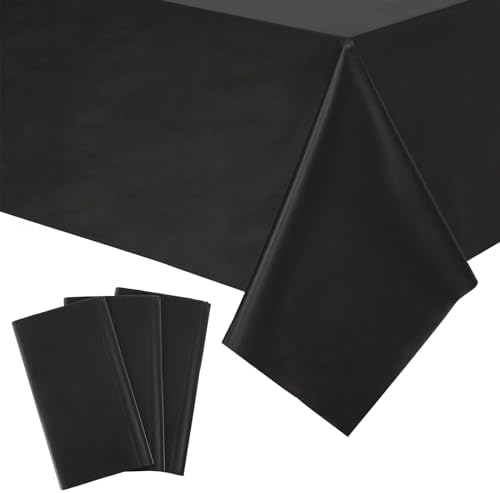 Juvale 3 Pack Black Tablecloth for Rectangle Tables
