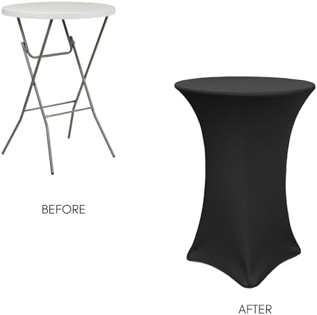 Your Chair Covers - Black Stretch Spandex Table Cover for Round Tables