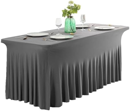 Fitted Polyester Table Skirt for 4ft Tables Gray