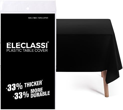 Eleclassi Black 12 Pack Premium Plastic Table Cloth for 8-Foot Tables