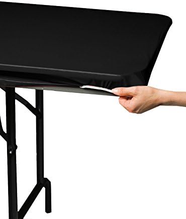 Creative Converting 702000 Black Elastic Corners Tablecover 30x96