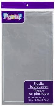 3-Pack Disposable Plastic Table Covers Gray