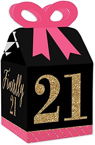 Big Dot of Happiness 21st Birthday Bow Boxes Set of 12