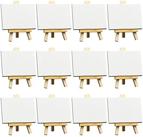 FIXSMITH 3x4 Inch Mini Stretched Canvas Easel Set - 12 Pack