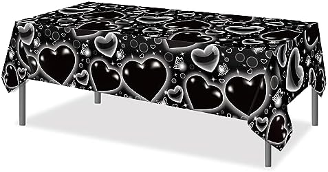 CC HOME Black Butterfly Heart Tablecloth 54x87 Inch