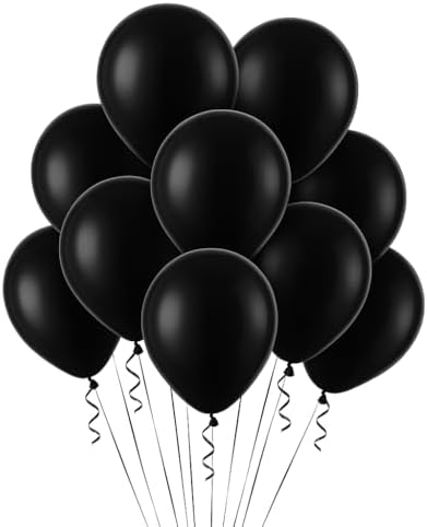 PMLAND 100 Count Black Latex Balloons 12 Inches Party Decorations