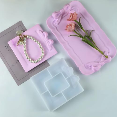 2 PCS Bow Resin Tray Molds for DIY Jewelry Display