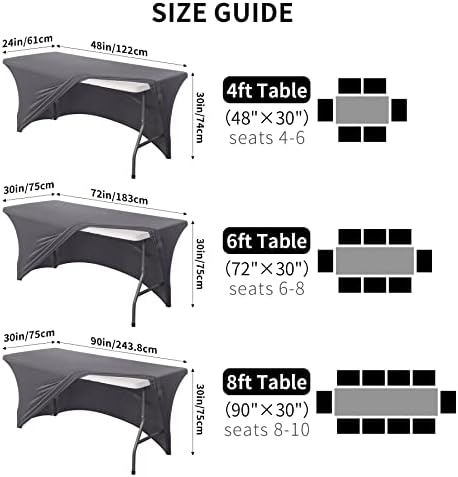 6FT Spandex Stretch Table Cover - Gray Universal Fit for Events and Parties