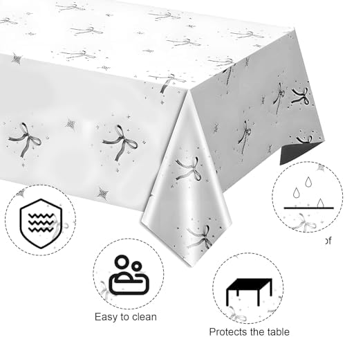2pcs Black Bow Tablecloth for Birthday Decor