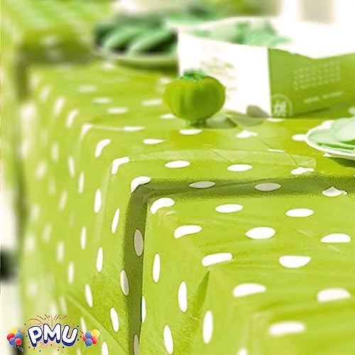 Lime Green Polka Dot Plastic Tablecloth 108x54