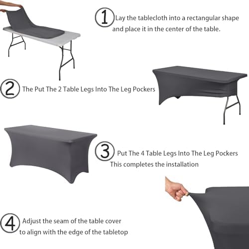 6FT Spandex Stretch Table Cover - Gray Universal Fit for Events and Parties