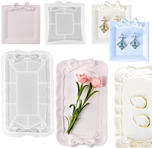 2 PCS Bow Resin Tray Molds for DIY Jewelry Display