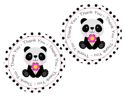 Pink Panda Thank You Stickers 24 pcs Party Decor