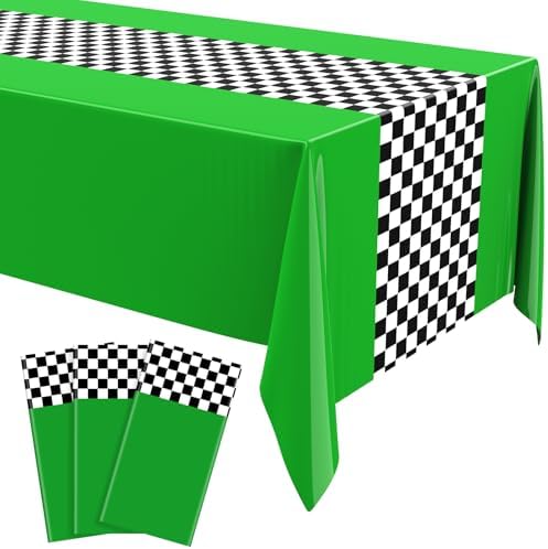 Irenare 3 Pack Racing Car Table Covers Green
