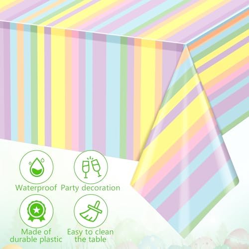 Oudain 12 Pcs Pastel Rainbow Tablecloths for Summer Parties