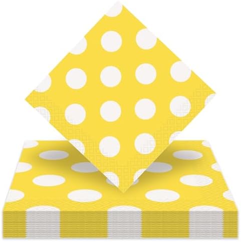 HOME HOOPLA Sunflower Yellow Polka Dot Napkins 16 Pack