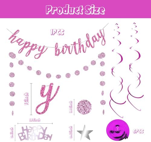 Rose Purple Happy Birthday Decorations Set
