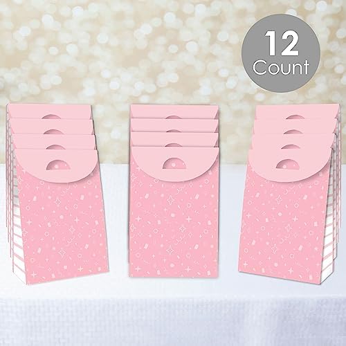 Big Dot of Happiness Pink Confetti Stars Gift Bags Set of 12