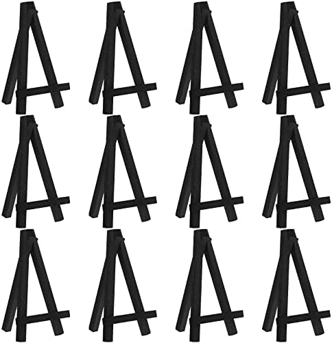 Chuangdi 12 Piece Black Mini Wood Easel Set