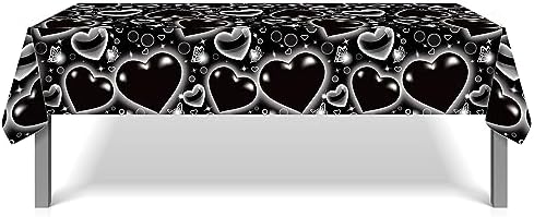 CC HOME Black Butterfly Heart Tablecloth 54x87 Inch