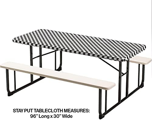 Creative Converting 37427 Black Checkered Plastic Table Cover 30x96